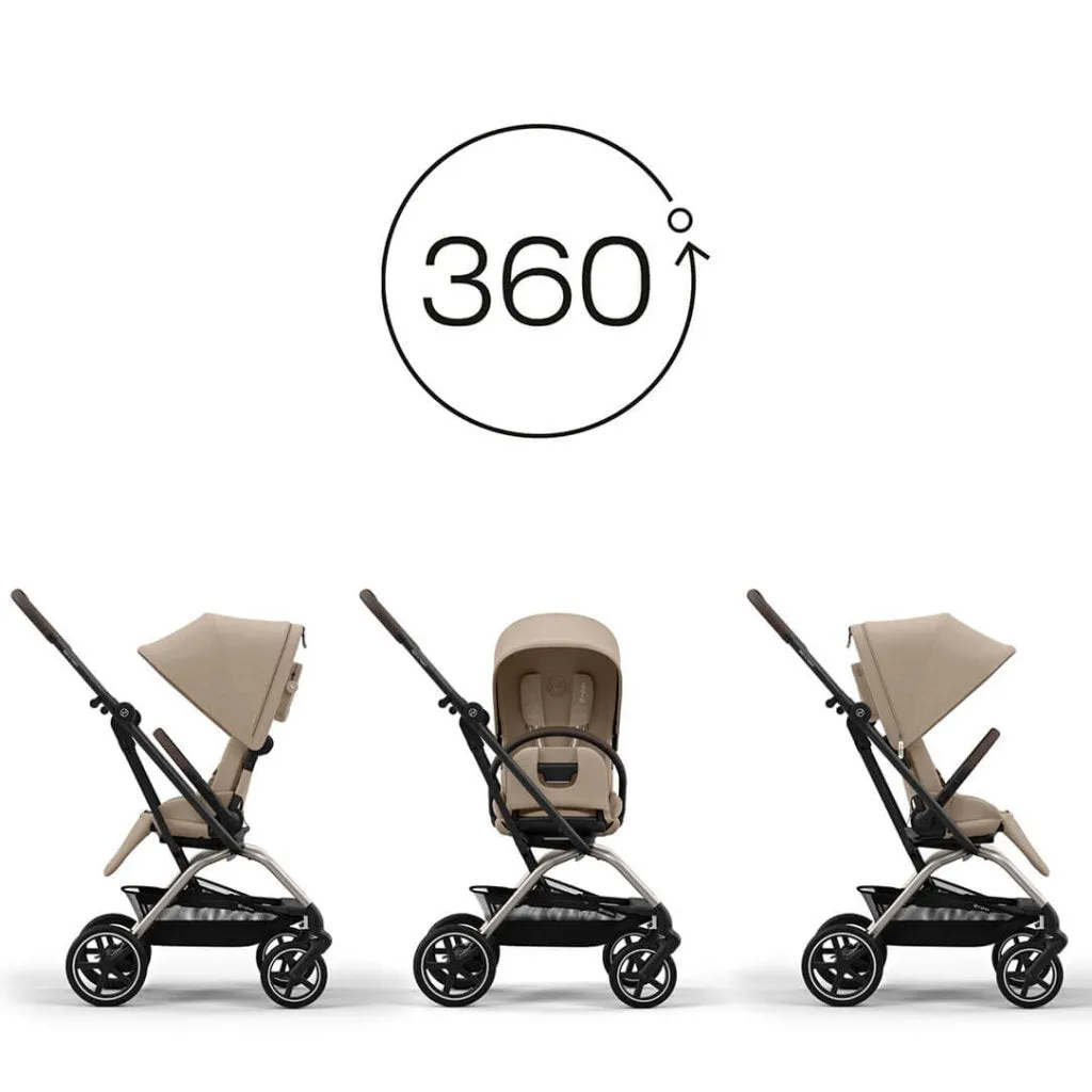 CYBEX Eezy S Twist 2 Compact Travel Pushchair With Taupe Frame - Almond Beige