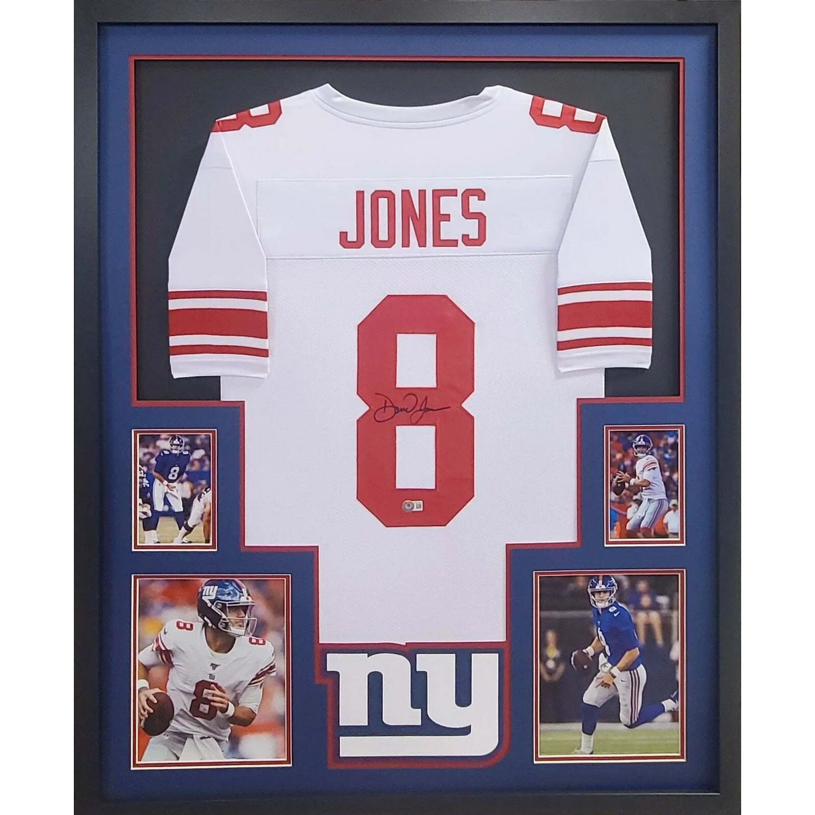 Daniel Jones Autographed Signed Framed New York Giants Jersey BECKETT