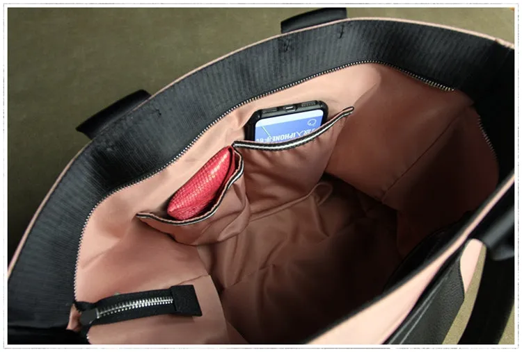 Dark Blue Womens Nylon Shopper Tote Womens Nylon Shoulder Tote Pink Nylon Handbag Purse for Ladies