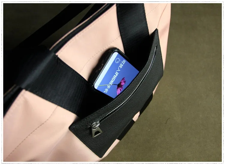 Dark Blue Womens Nylon Shopper Tote Womens Nylon Shoulder Tote Pink Nylon Handbag Purse for Ladies