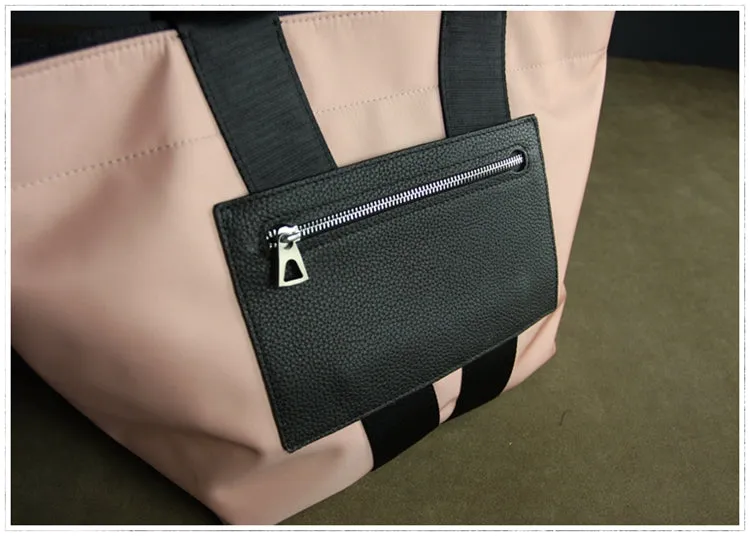 Dark Blue Womens Nylon Shopper Tote Womens Nylon Shoulder Tote Pink Nylon Handbag Purse for Ladies