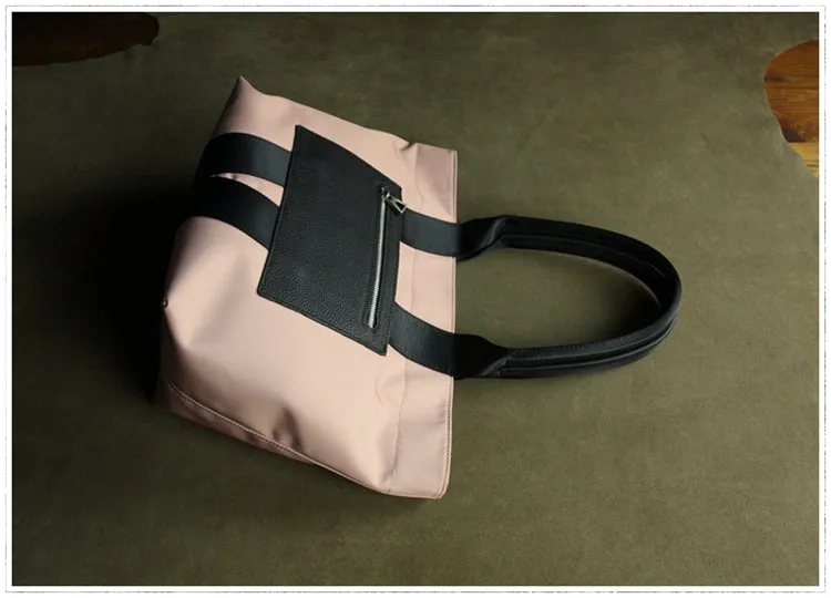 Dark Blue Womens Nylon Shopper Tote Womens Nylon Shoulder Tote Pink Nylon Handbag Purse for Ladies
