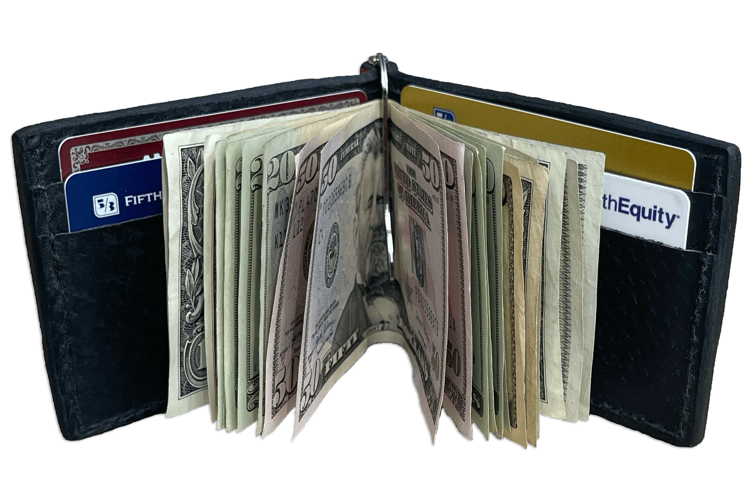 Dark Brown Elephant Bifold Slim Profile Wallet With Money Clip