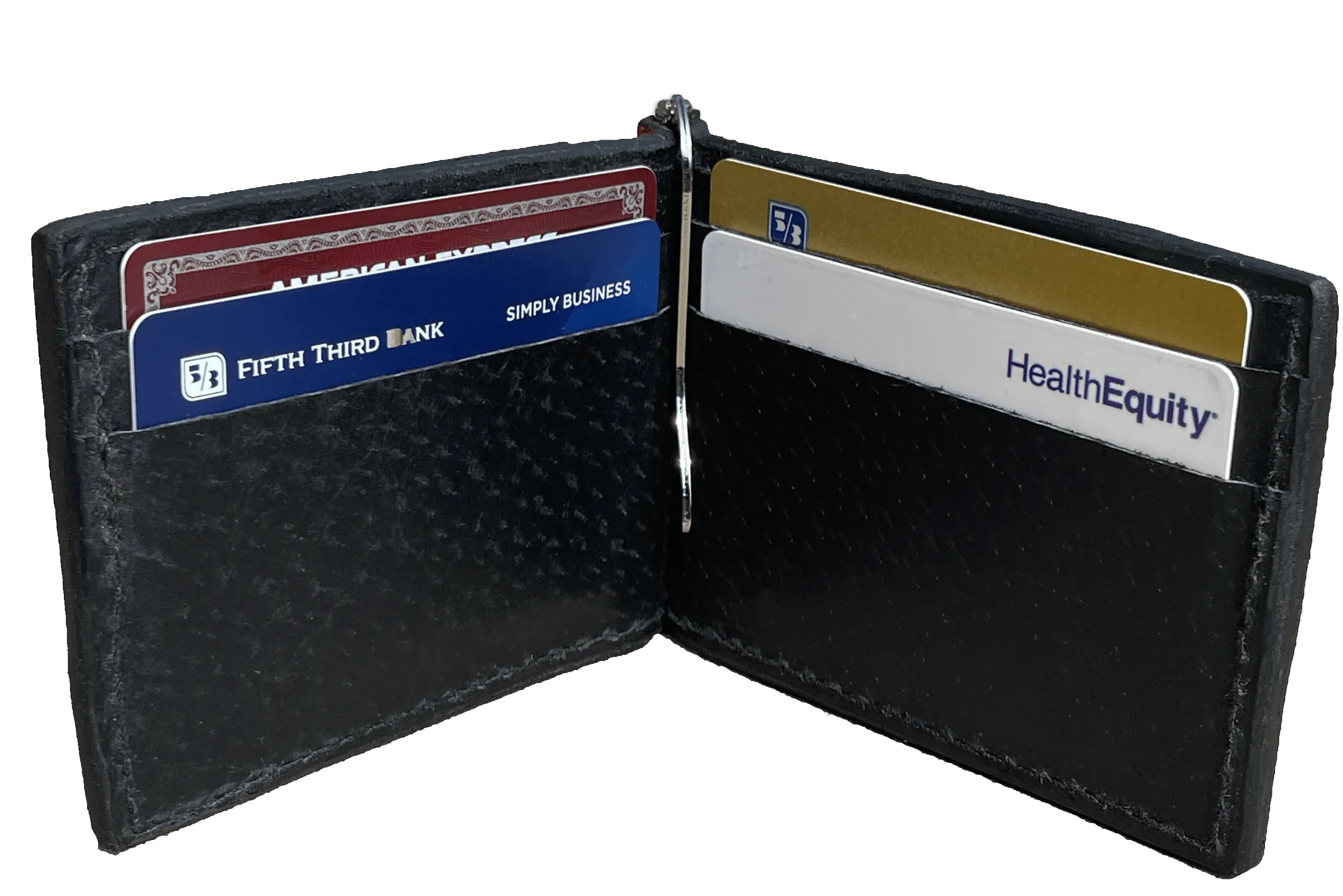 Dark Brown Elephant Bifold Slim Profile Wallet With Money Clip