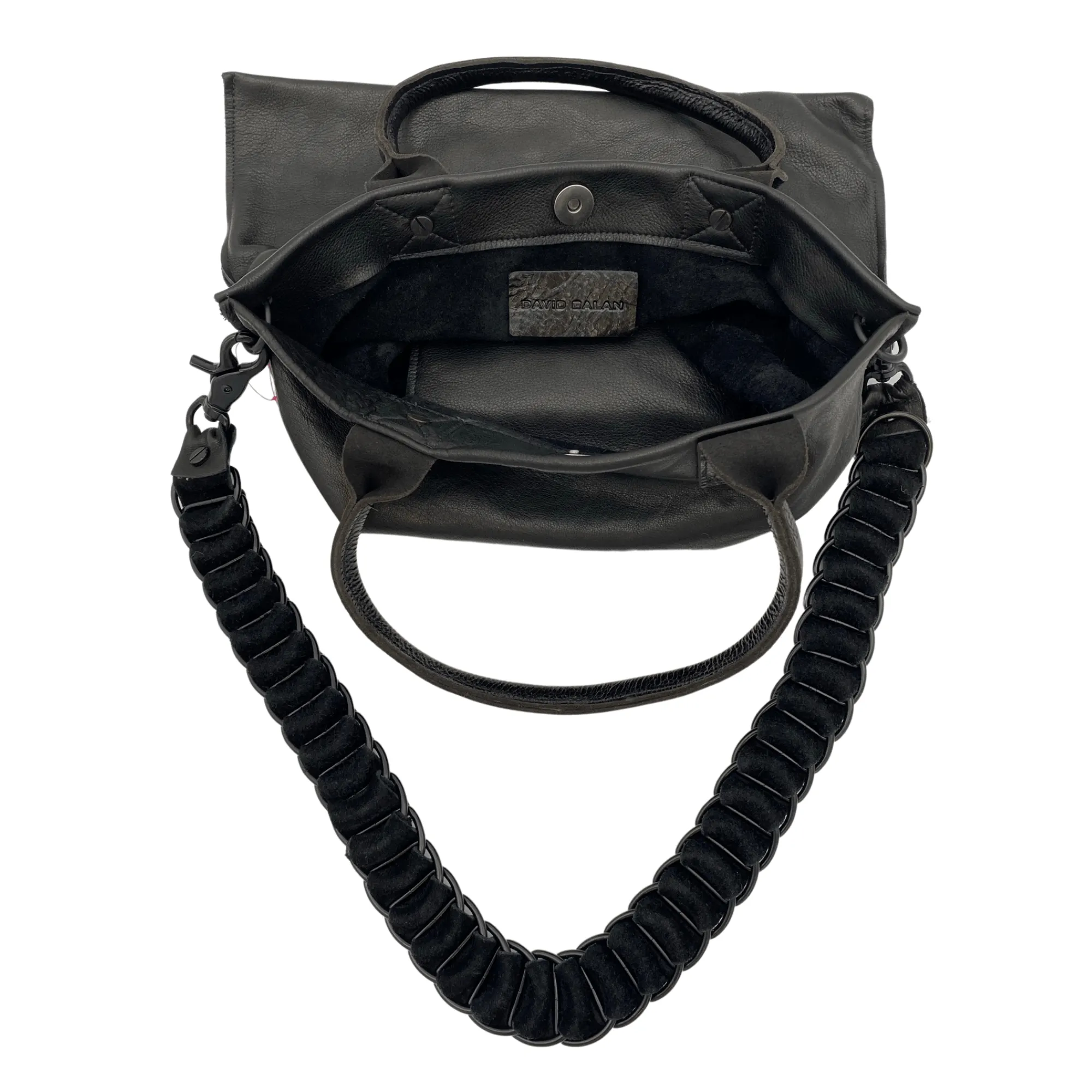 DAVID GALAN Leather Shoulder Bag - Black New w/out Tags