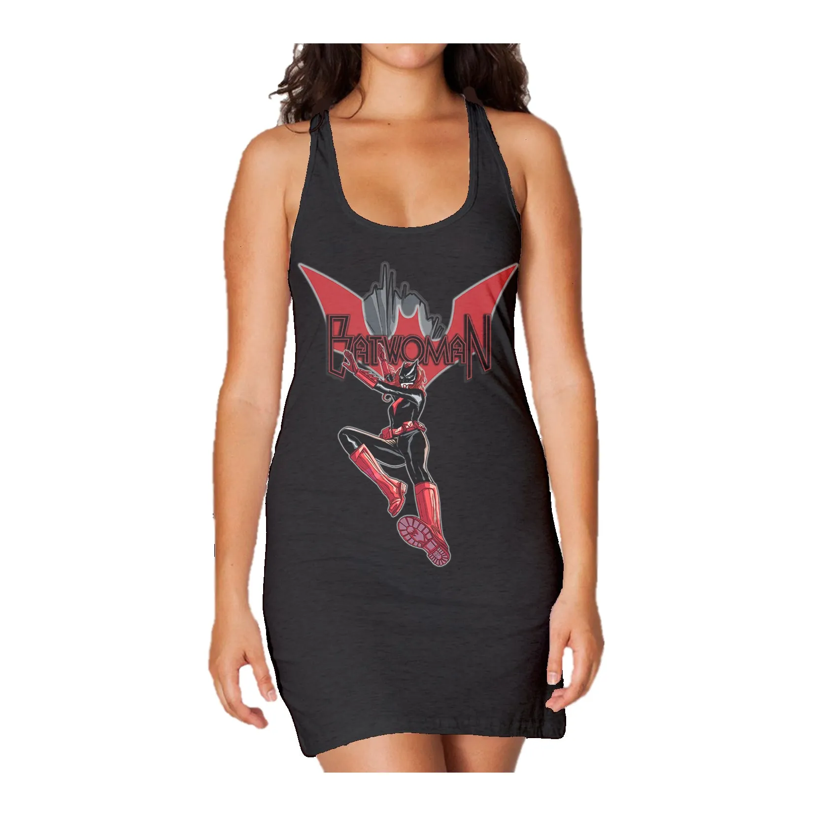 DC Comics Batwoman Logo Entrance Women's Long Tank Dress (Black)
