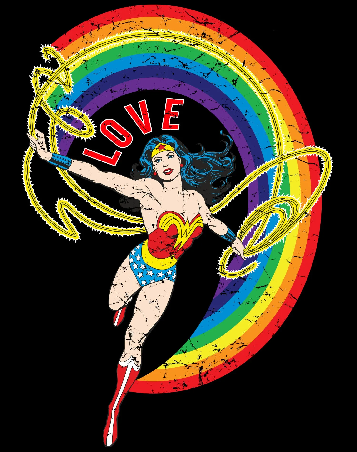 DC Comics Wonder Woman Rainbow Love Official Men's T-Shirt