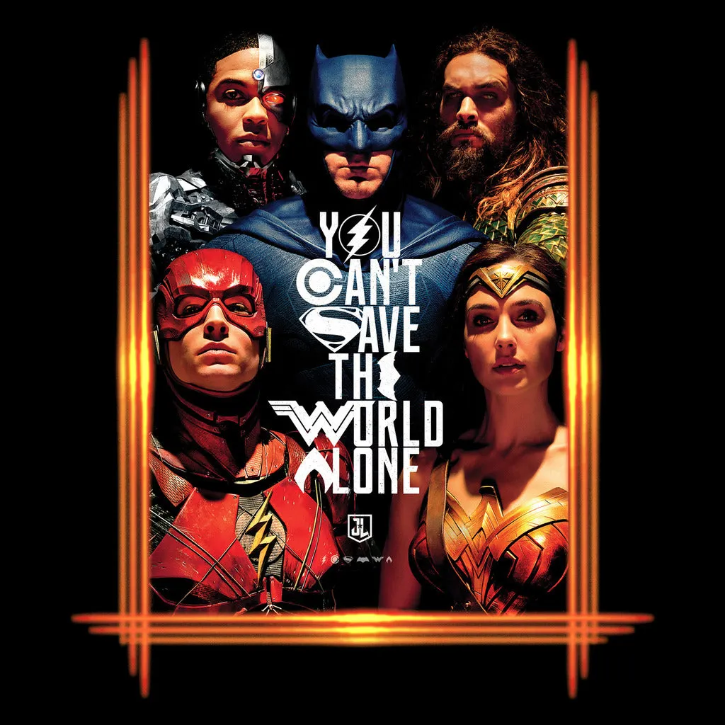 DC Justice League Poster Save The World Official Men's T-shirt (Black)