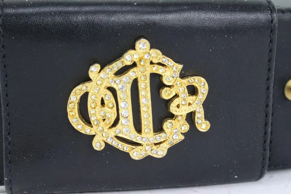 Dior Black x Gold Crystal Initials Belt 33da722