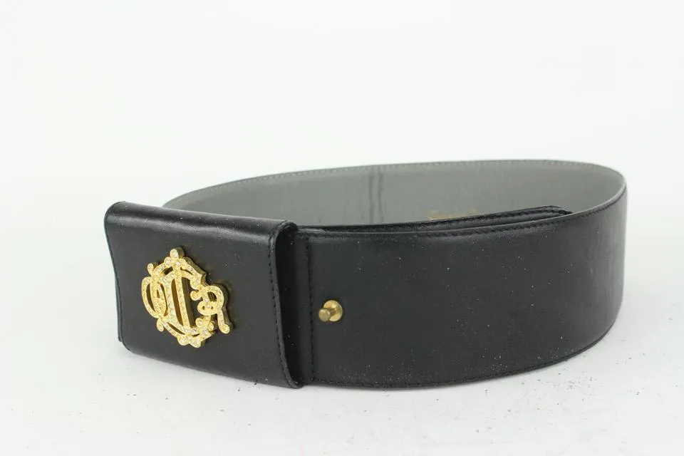 Dior Black x Gold Crystal Initials Belt 33da722
