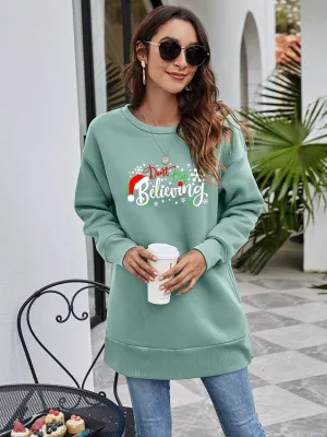 DON'T STOP BELIEVING Graphic Drop Shoulder Sweatshirt (6 Colors)