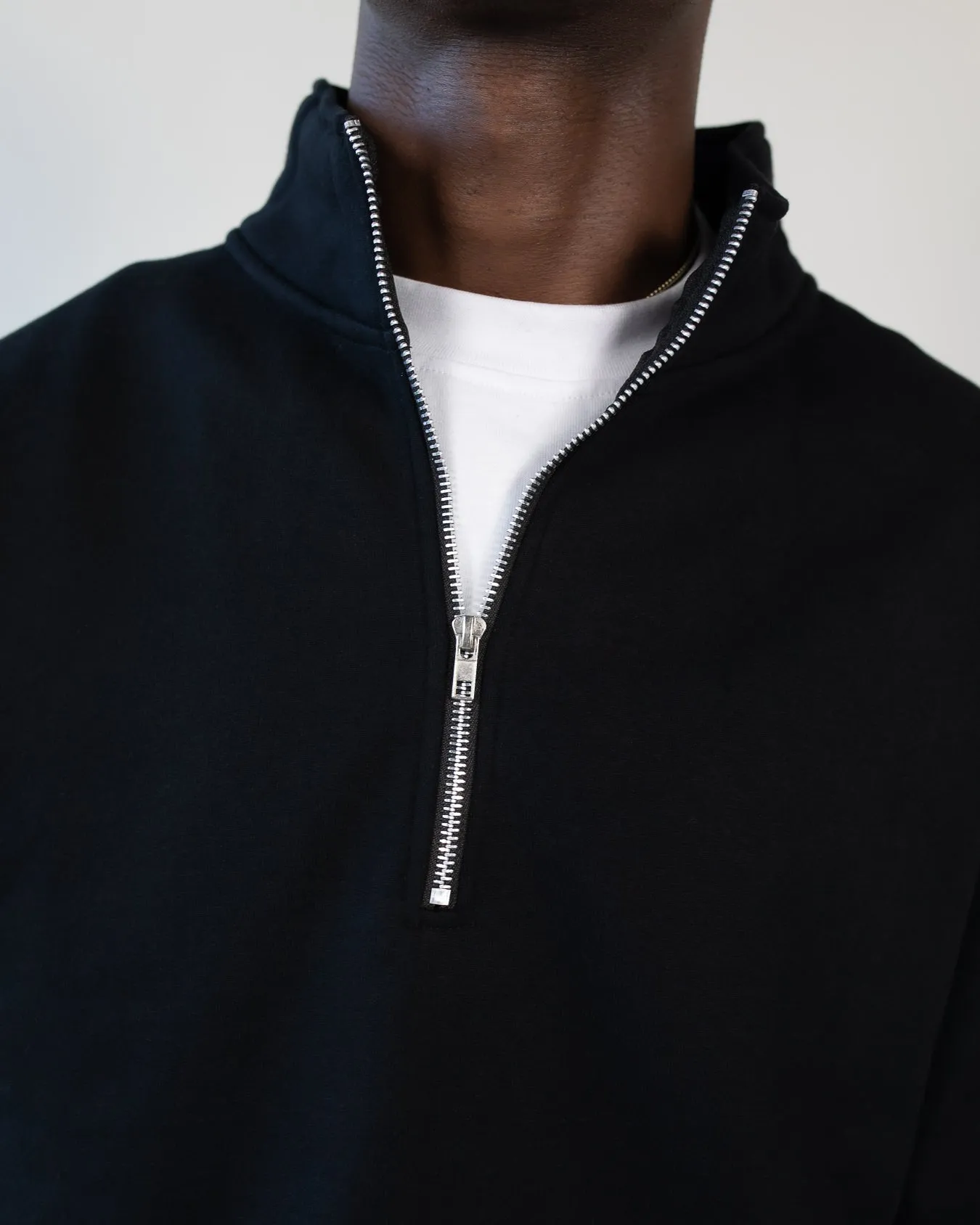 Drop Shoulder 1/4 Zip - Black