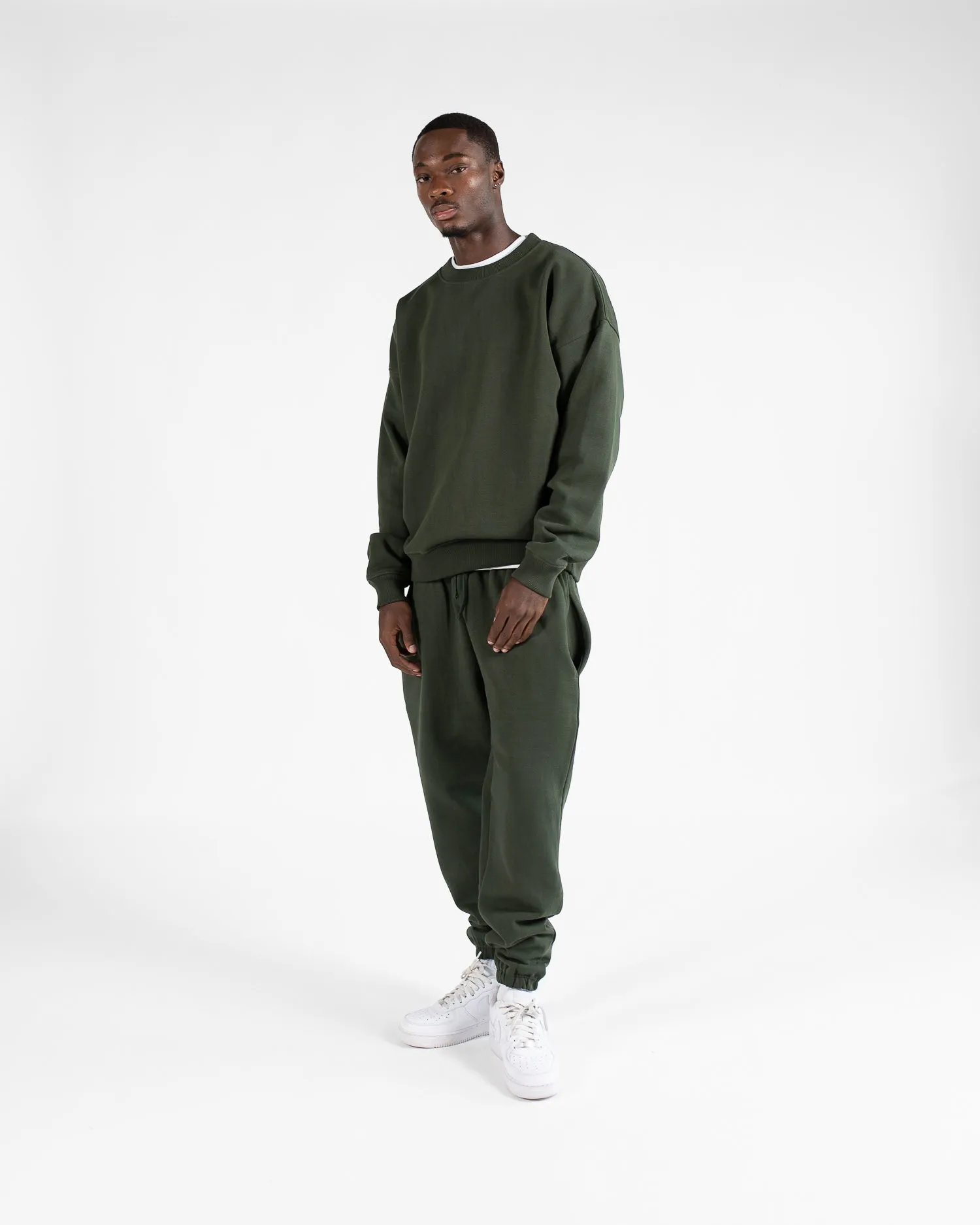 Drop Shoulder Crewneck - Olive