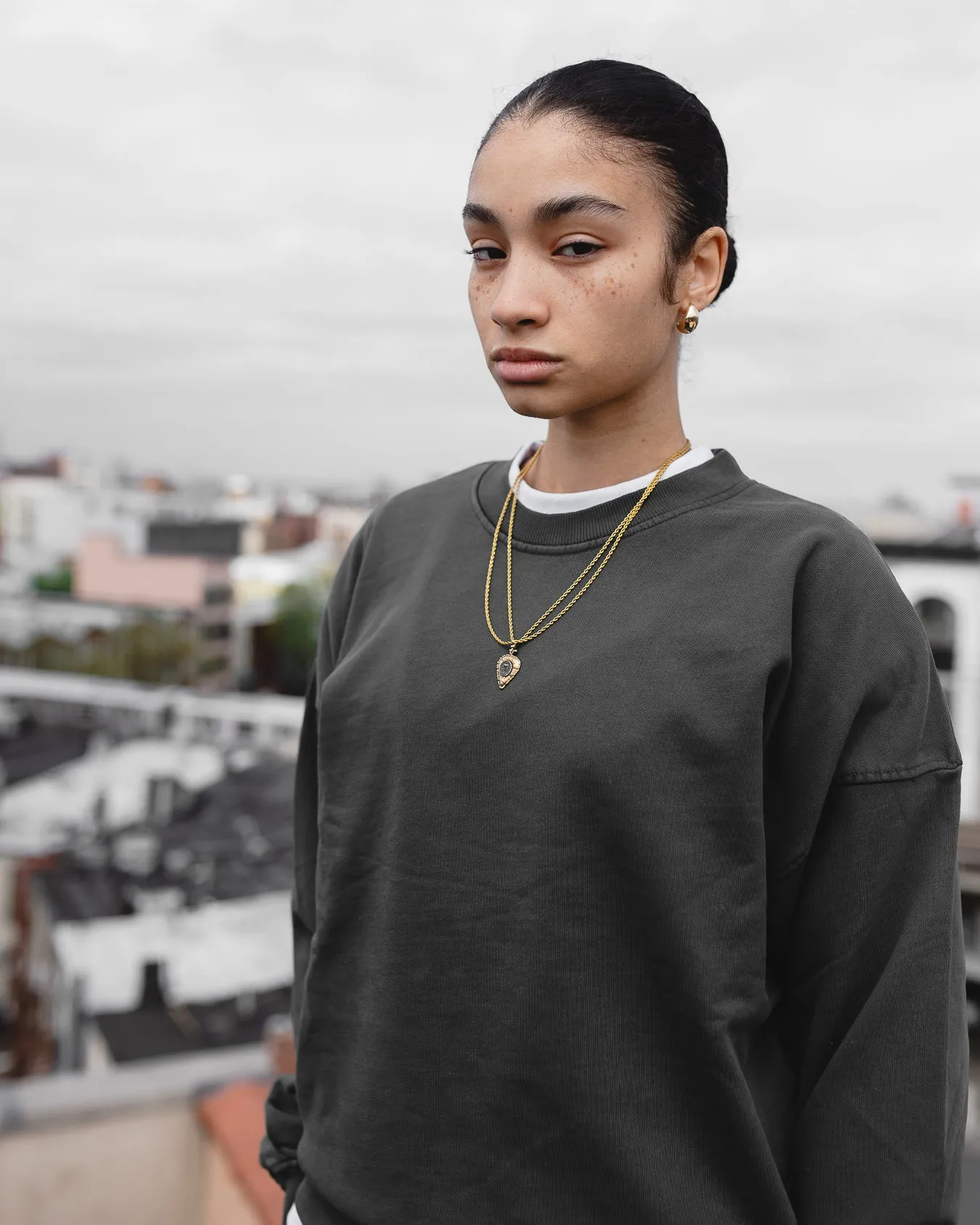 Drop Shoulder Crewneck - Vintage Black