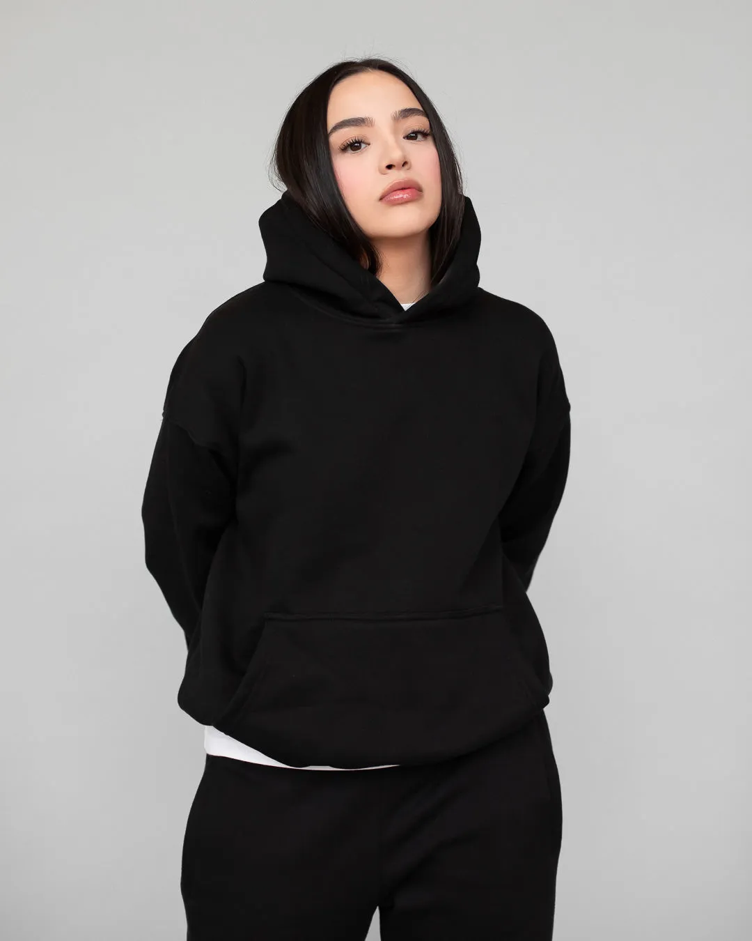 Drop Shoulder Hoodie - Black