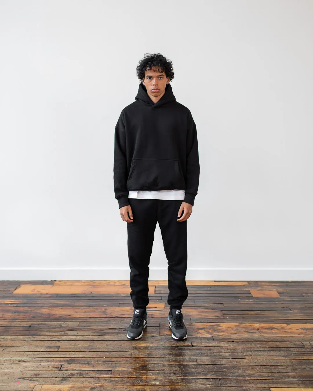 Drop Shoulder Hoodie - Black