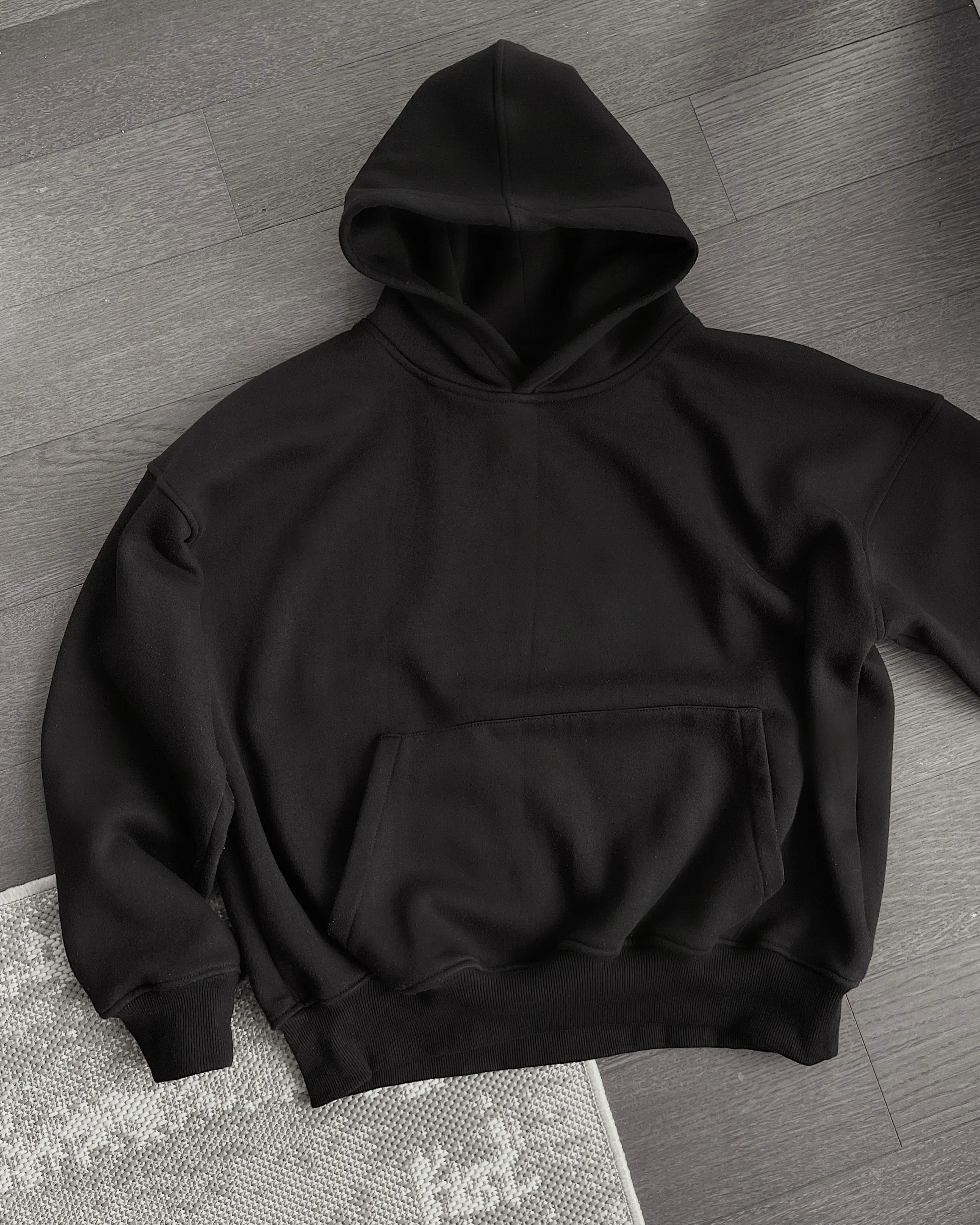 Drop Shoulder Hoodie - Black