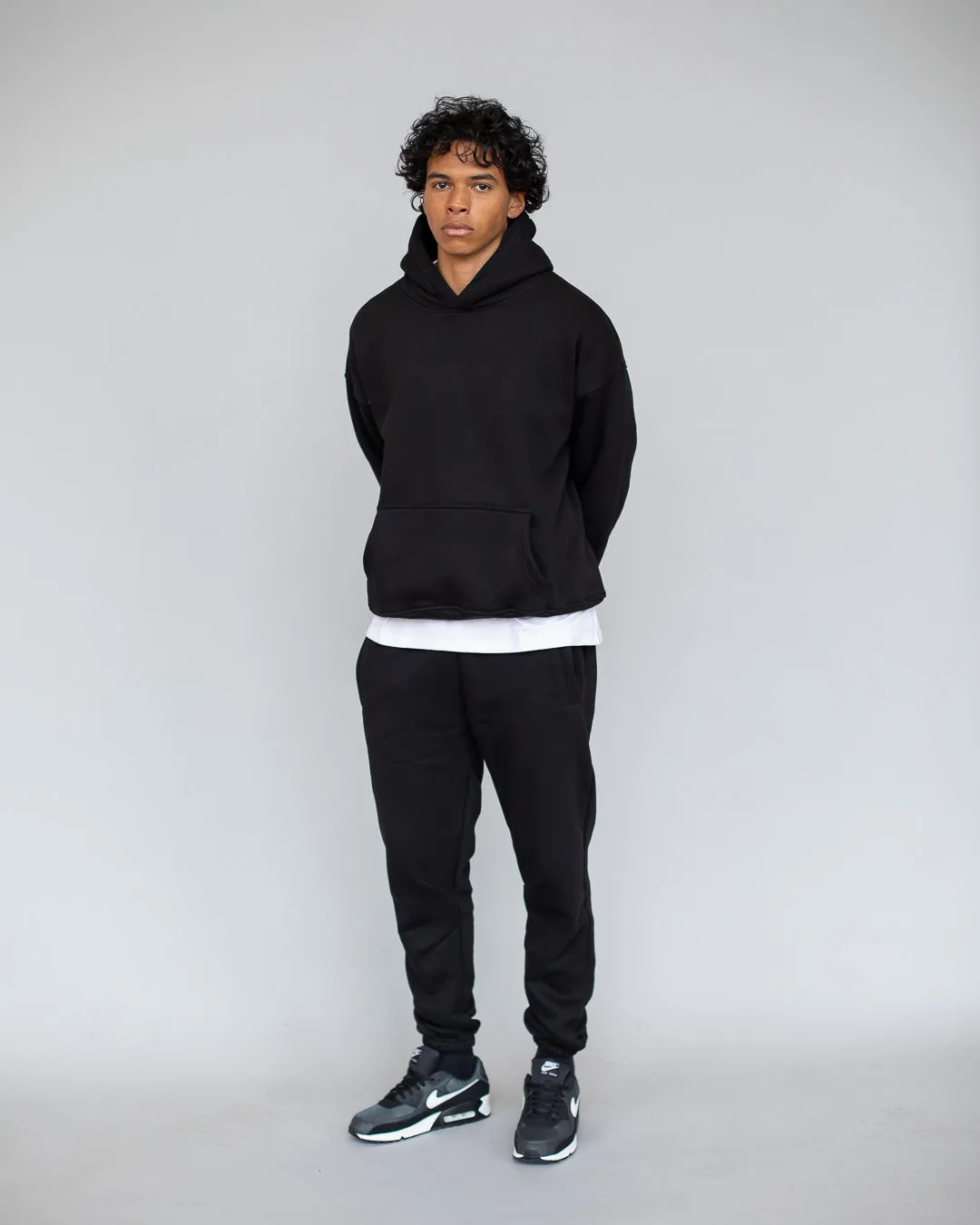 Drop Shoulder Hoodie - Black