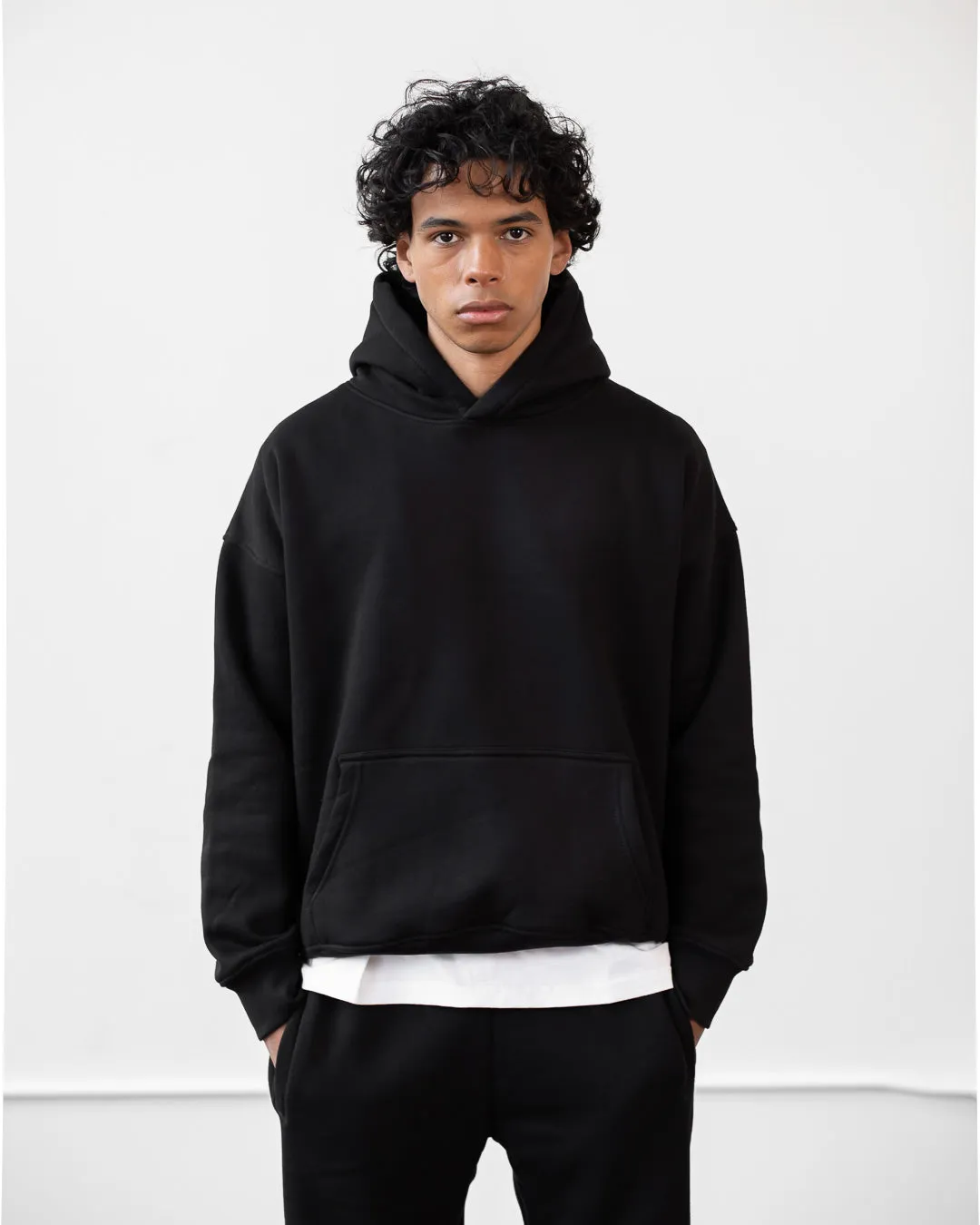 Drop Shoulder Hoodie - Black