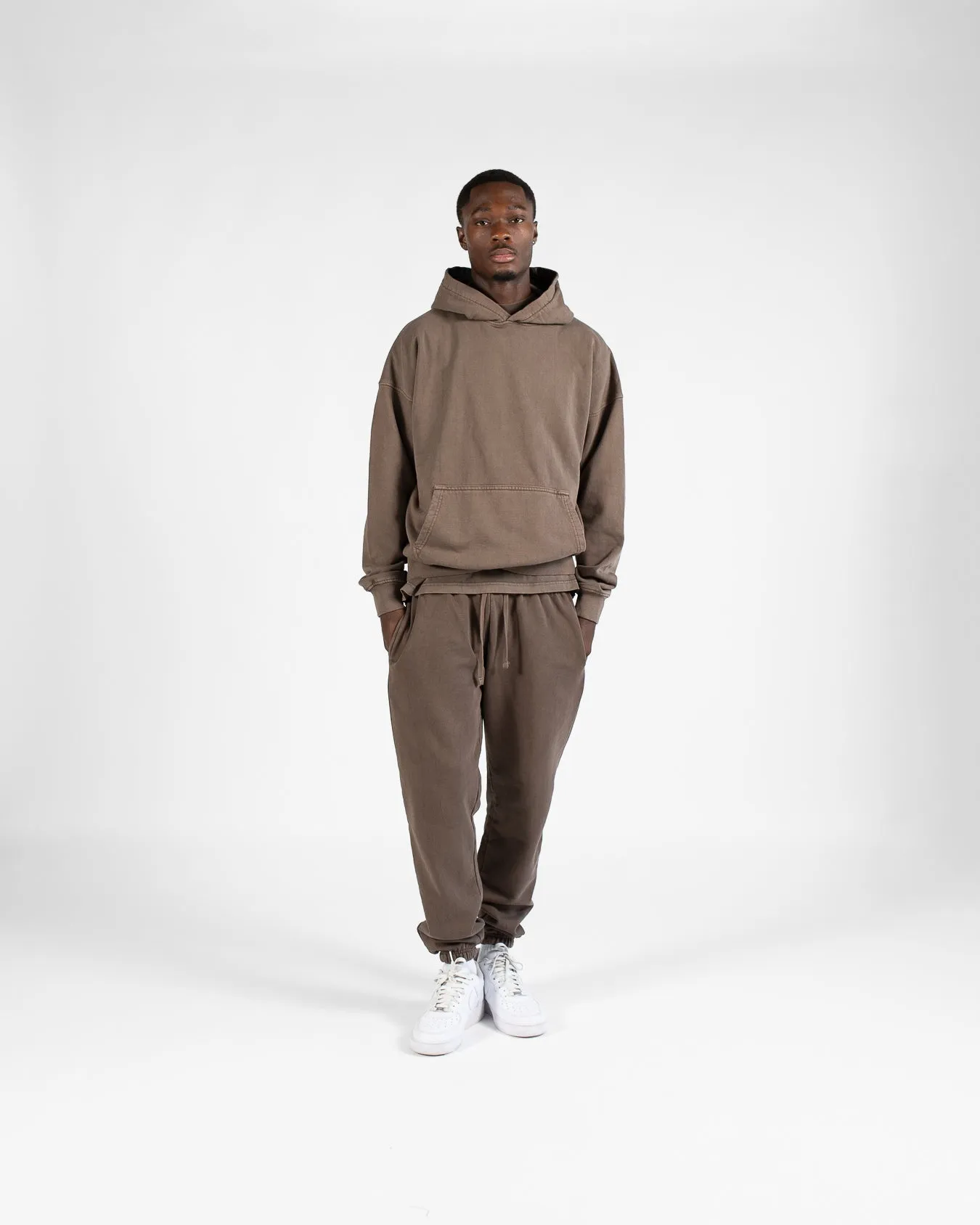 Drop Shoulder Hoodie - Vintage Brown