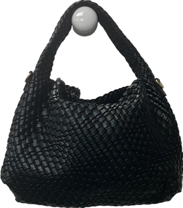 Dune Black Deliberate Woven Shoulder Bag One Size