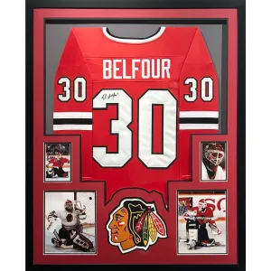 Ed Belfour Autographed Signed Framed Chicago Blackhawks Jersey JSA
