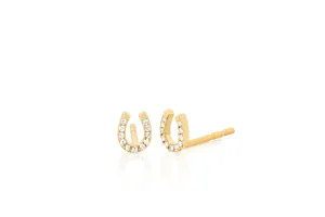 EF Collection Diamond Mini Horseshoe Stud Earring