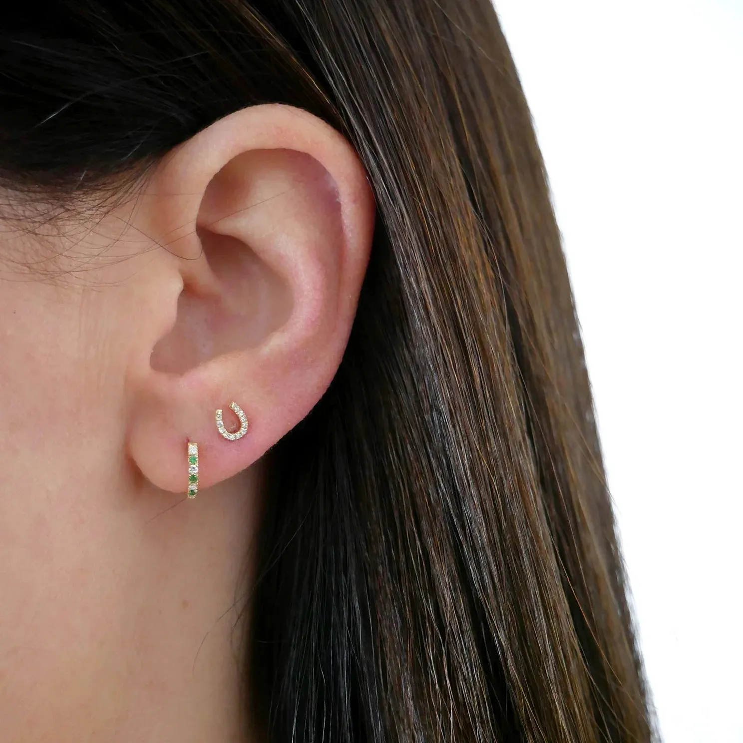 EF Collection Diamond Mini Horseshoe Stud Earring