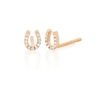 EF Collection Diamond Mini Horseshoe Stud Earring