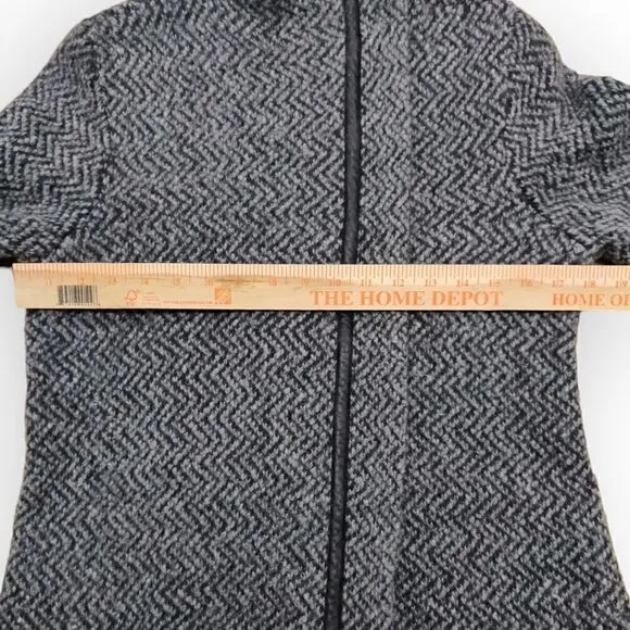 EILEEN FISHER Jacket Wool Alpaca Sweater Knit Moto Leather Trim Zip Gray PL