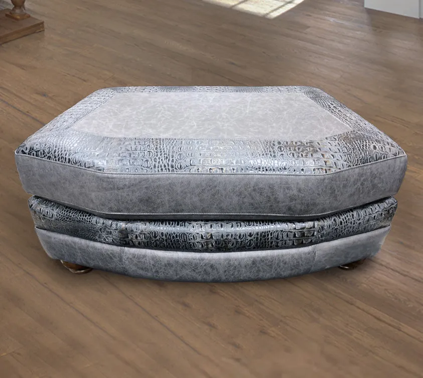 El Dorado Leather Custom Ottoman With Double Croc Accents