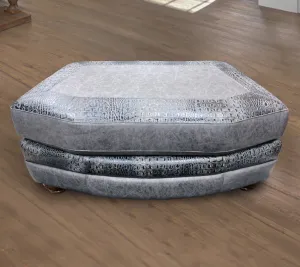 El Dorado Leather Custom Ottoman With Double Croc Accents