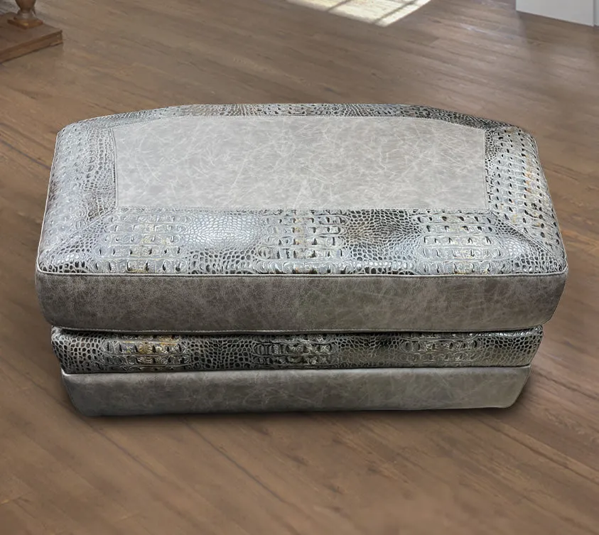 El Dorado Leather Custom Ottoman With Double Croc Accents