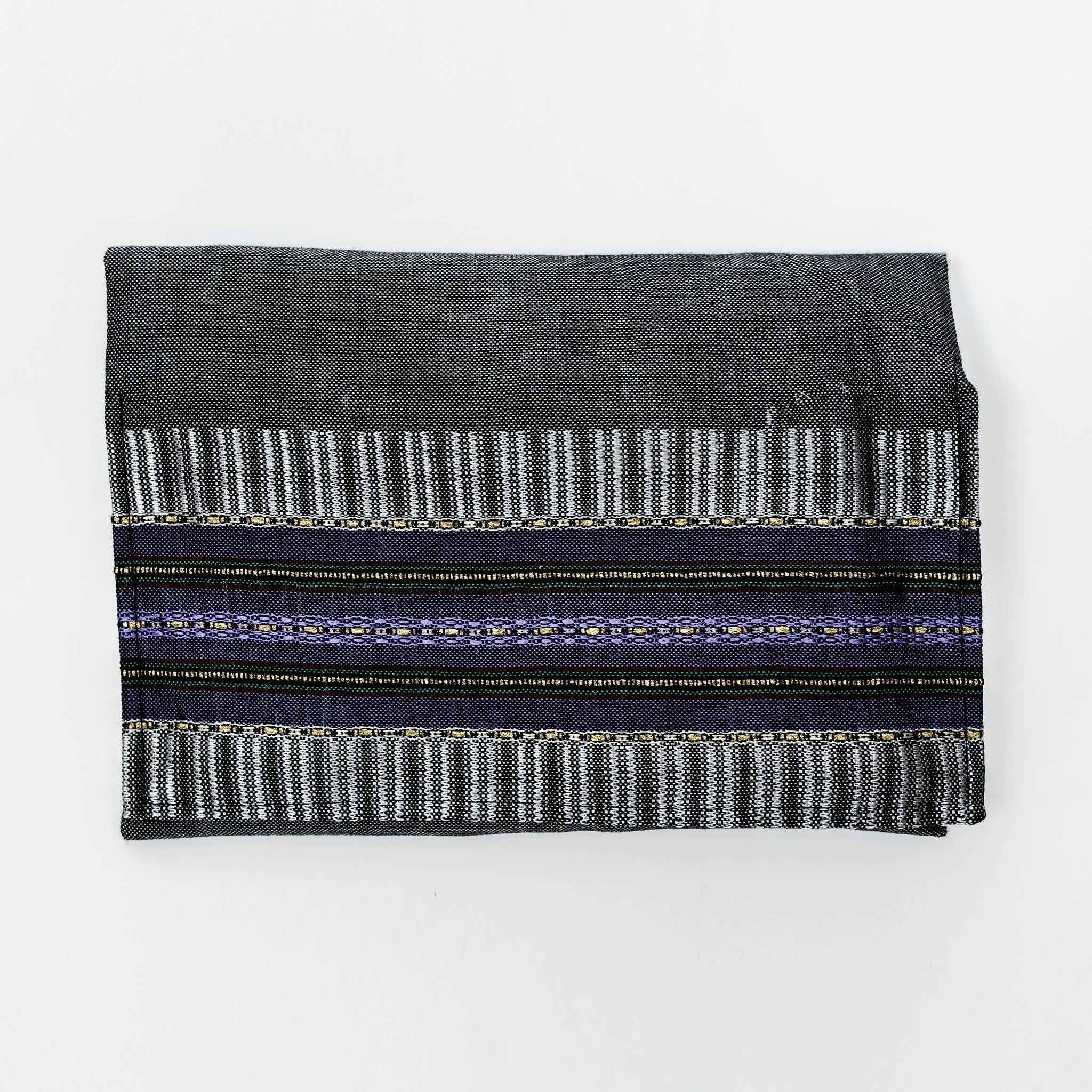 Elia - Silk Tallit- Purple and Gold on Gray