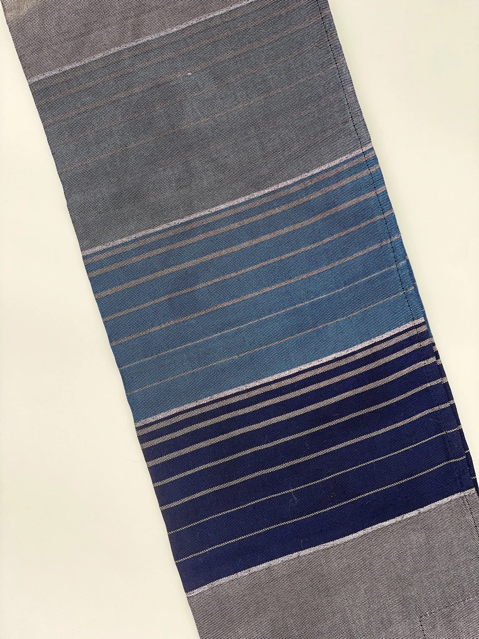 Ella - Silk Tallit- Blues with Silver on Gray