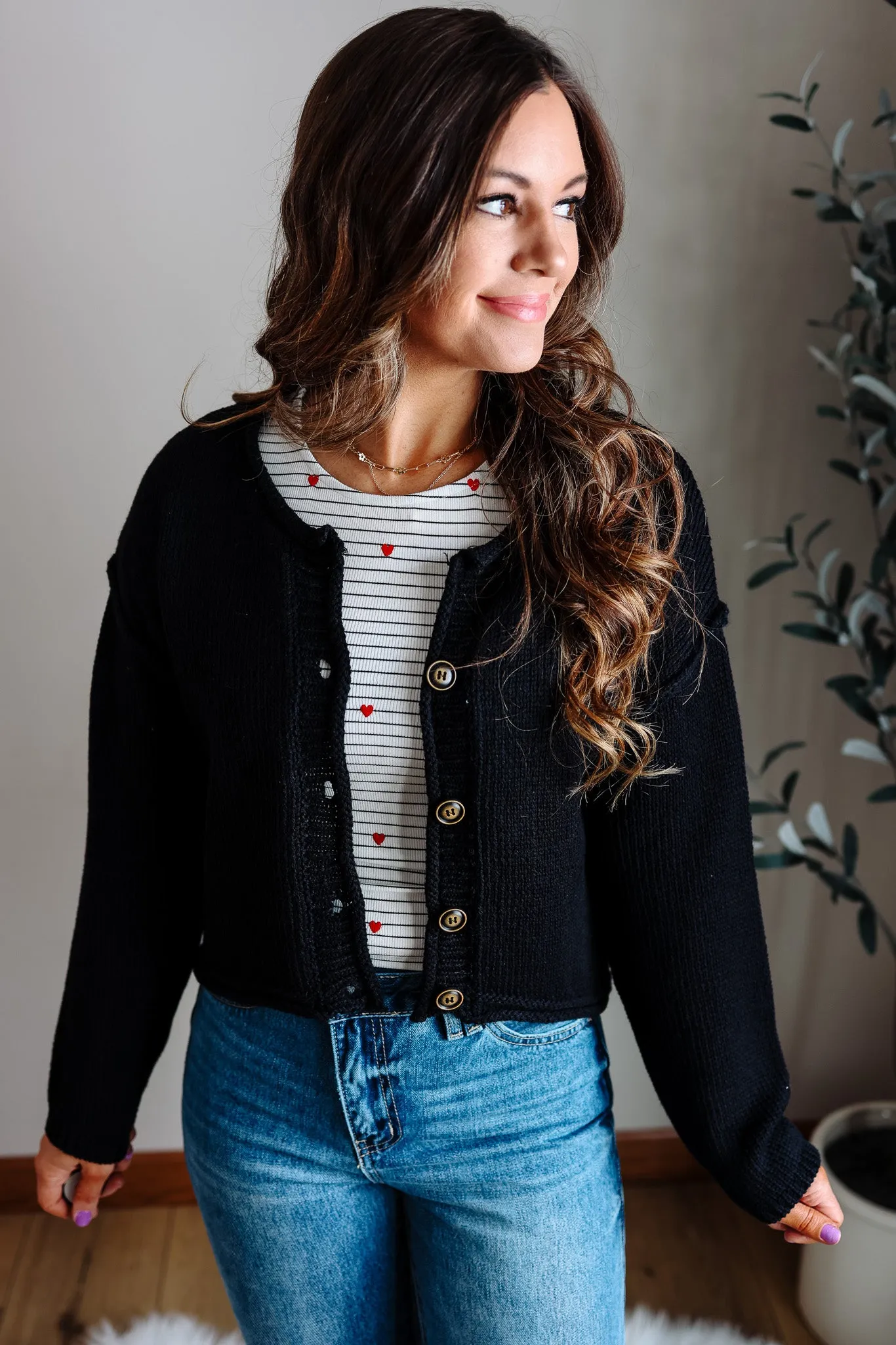 Ensley Button Cardigan - Black