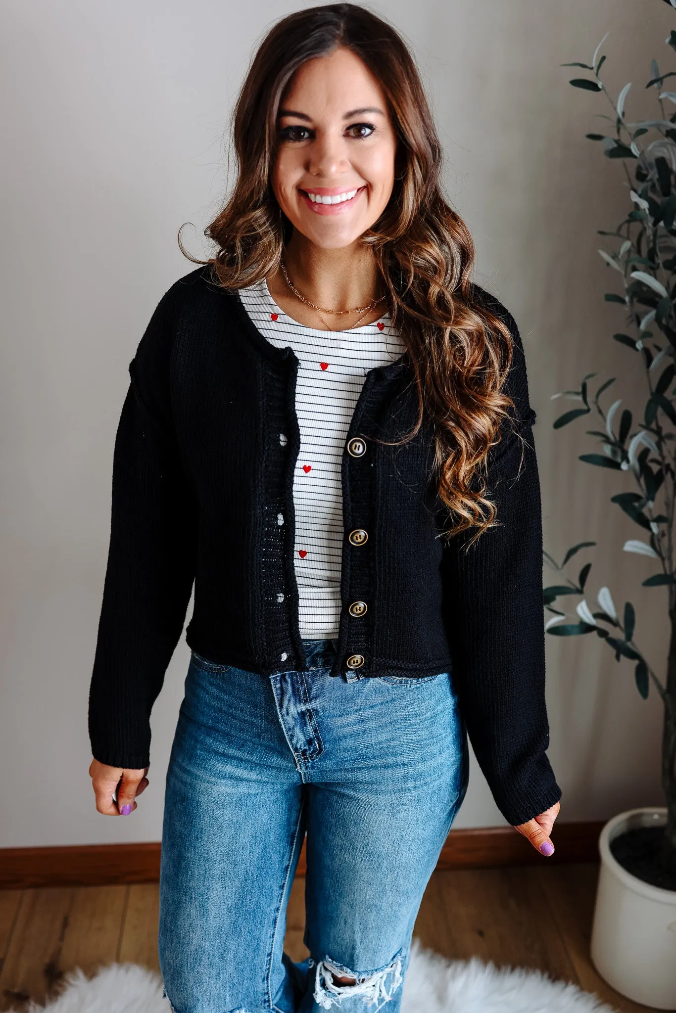 Ensley Button Cardigan - Black