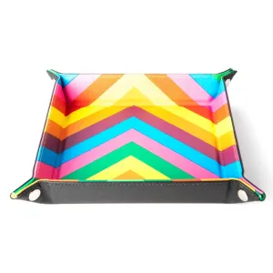Fanroll Velvet Folding Dice Tray with Leather Backing: Rainbow