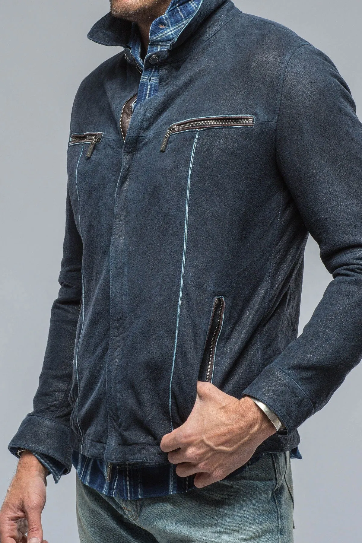 Farneta Suede Moto In Blue