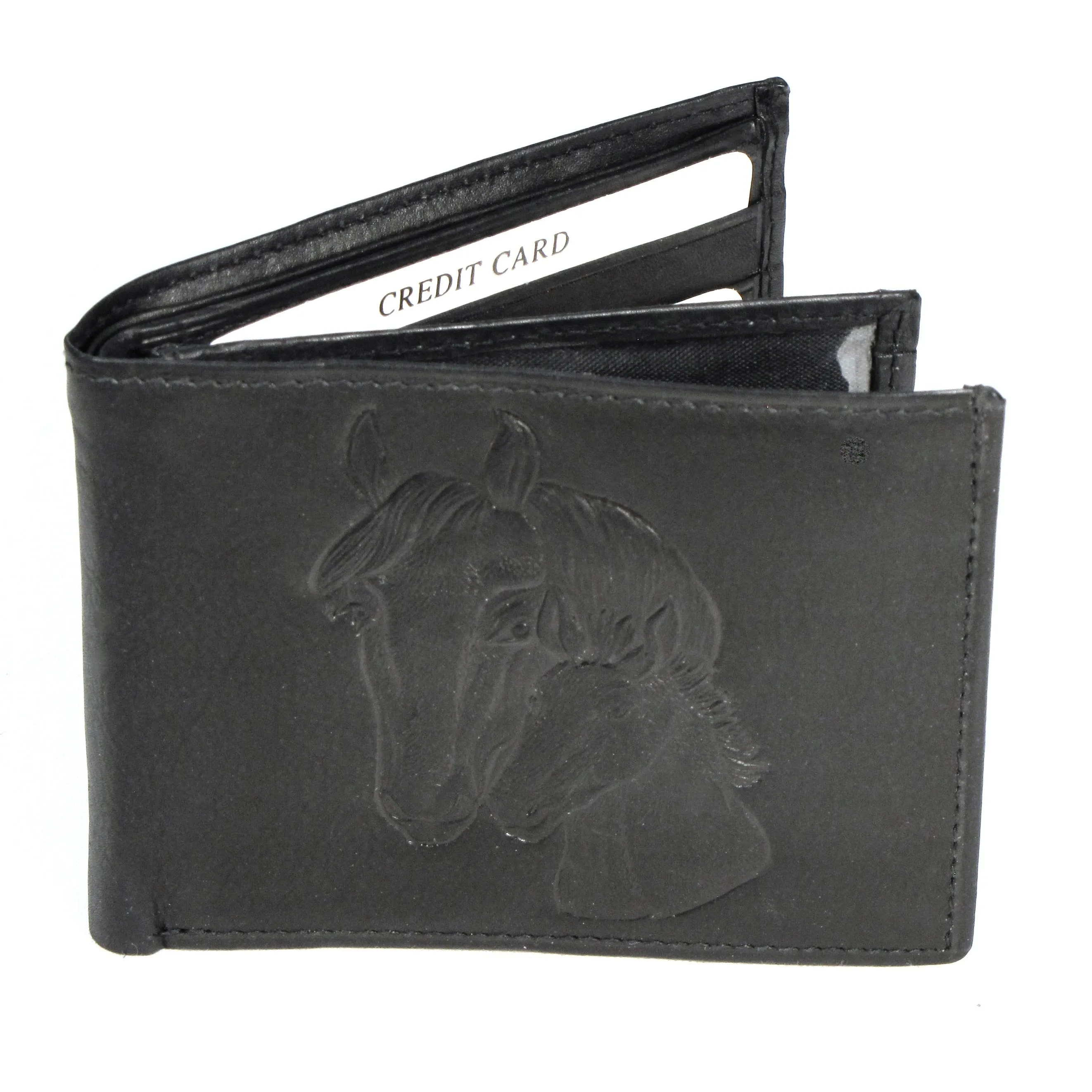 FB951-196  Black Embossed Billfold - Horses