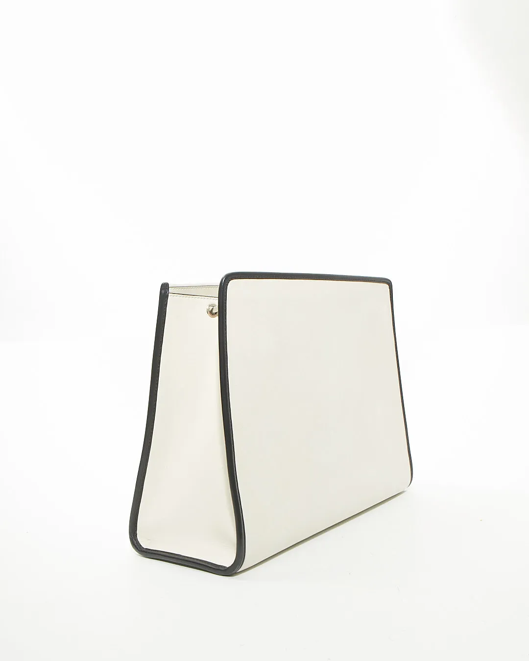 Fendi White Leather Zucca Velvet Print Runway Shopping Tote Bag