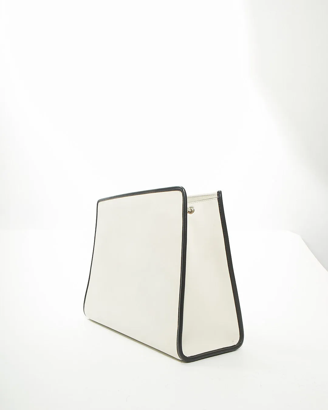 Fendi White Leather Zucca Velvet Print Runway Shopping Tote Bag