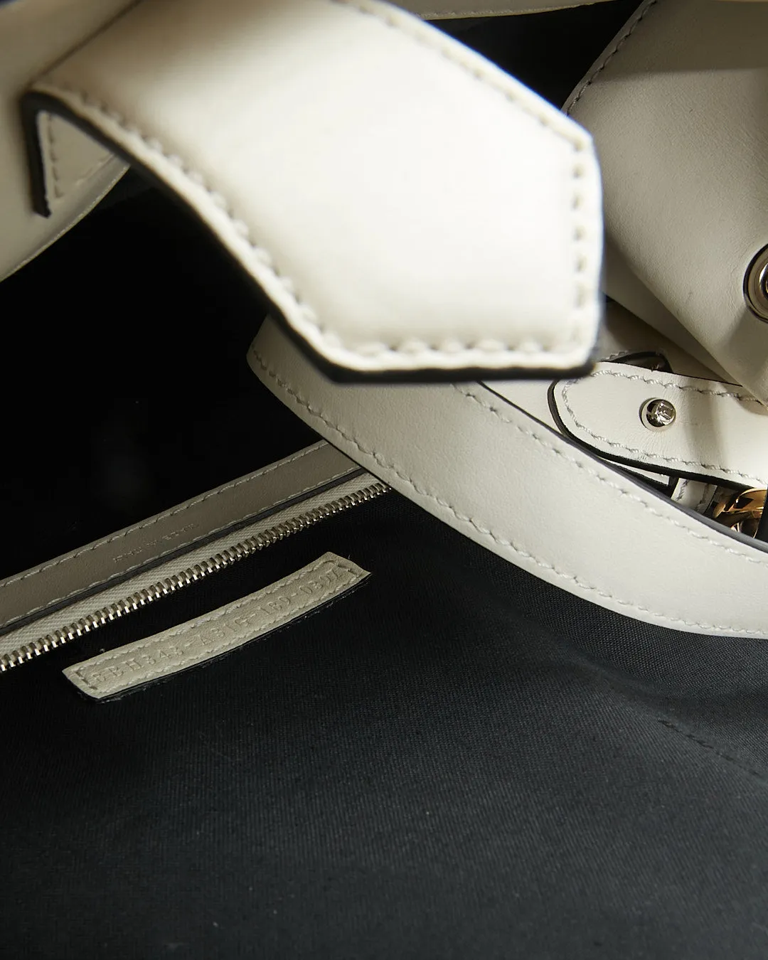 Fendi White Leather Zucca Velvet Print Runway Shopping Tote Bag
