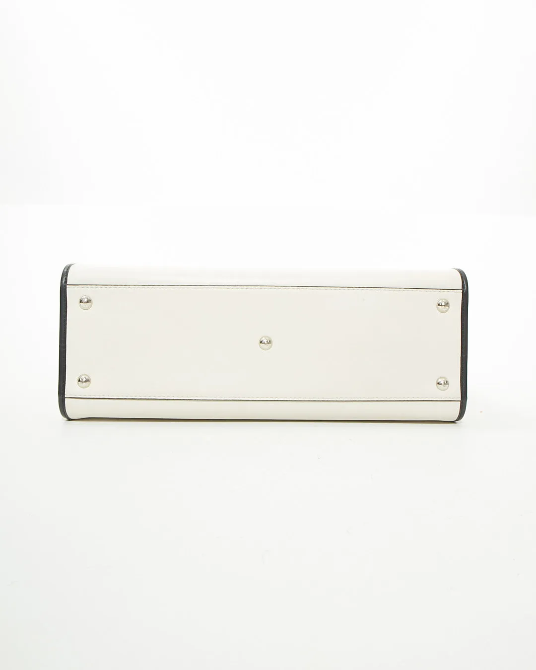Fendi White Leather Zucca Velvet Print Runway Shopping Tote Bag