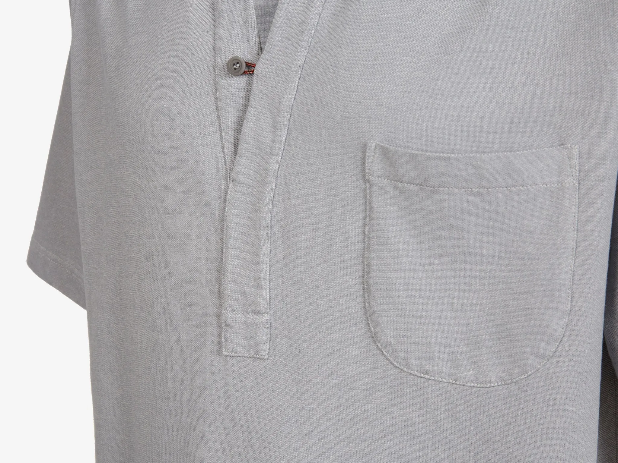Fish Tail Short Cotton Shirt - Lead Grey