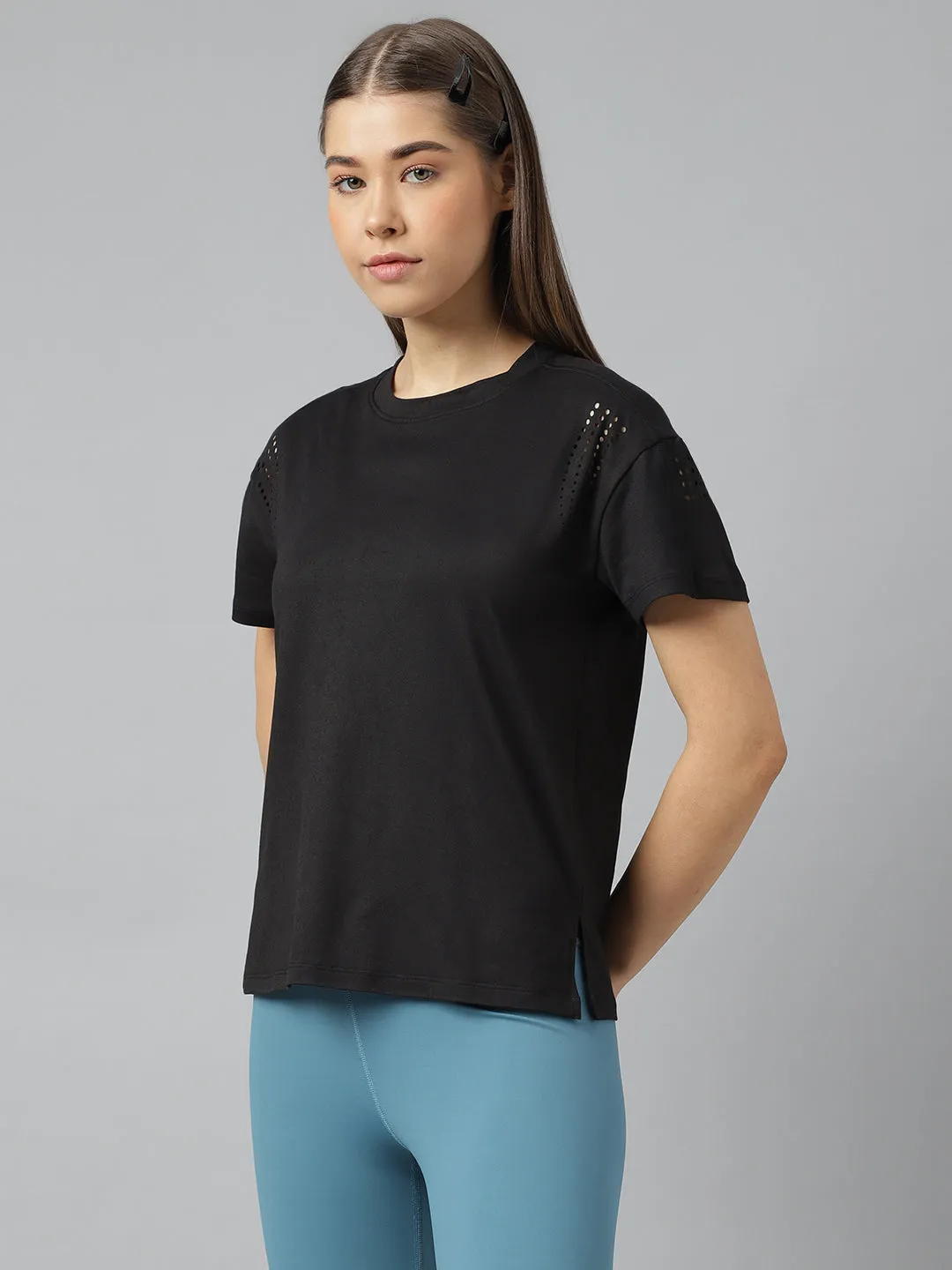 Fitkin women short sleeves t-shirt with laser cut detail