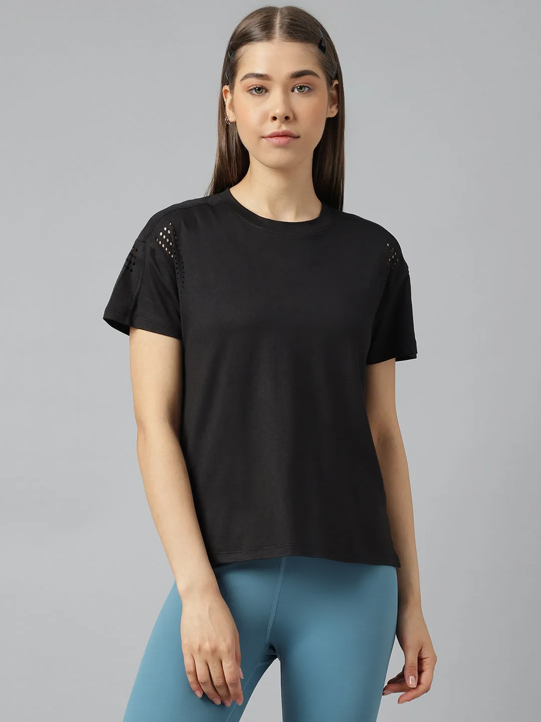 Fitkin women short sleeves t-shirt with laser cut detail