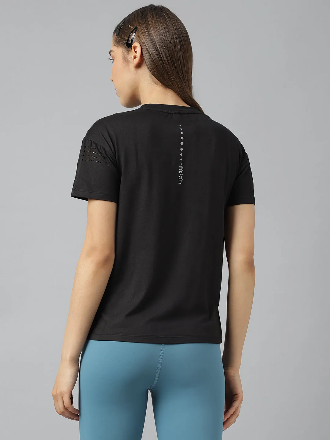 Fitkin women short sleeves t-shirt with laser cut detail