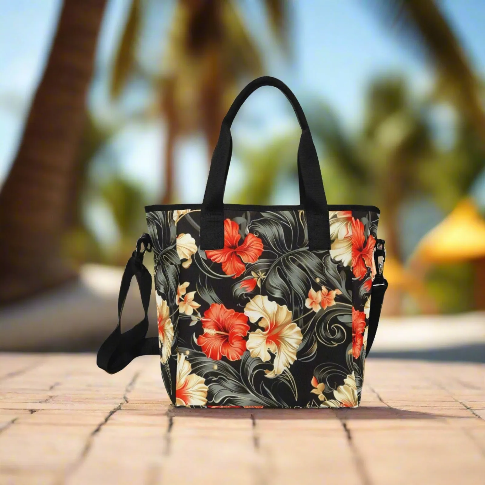 Floral Fusion Tote Bag with Shoulder Strap