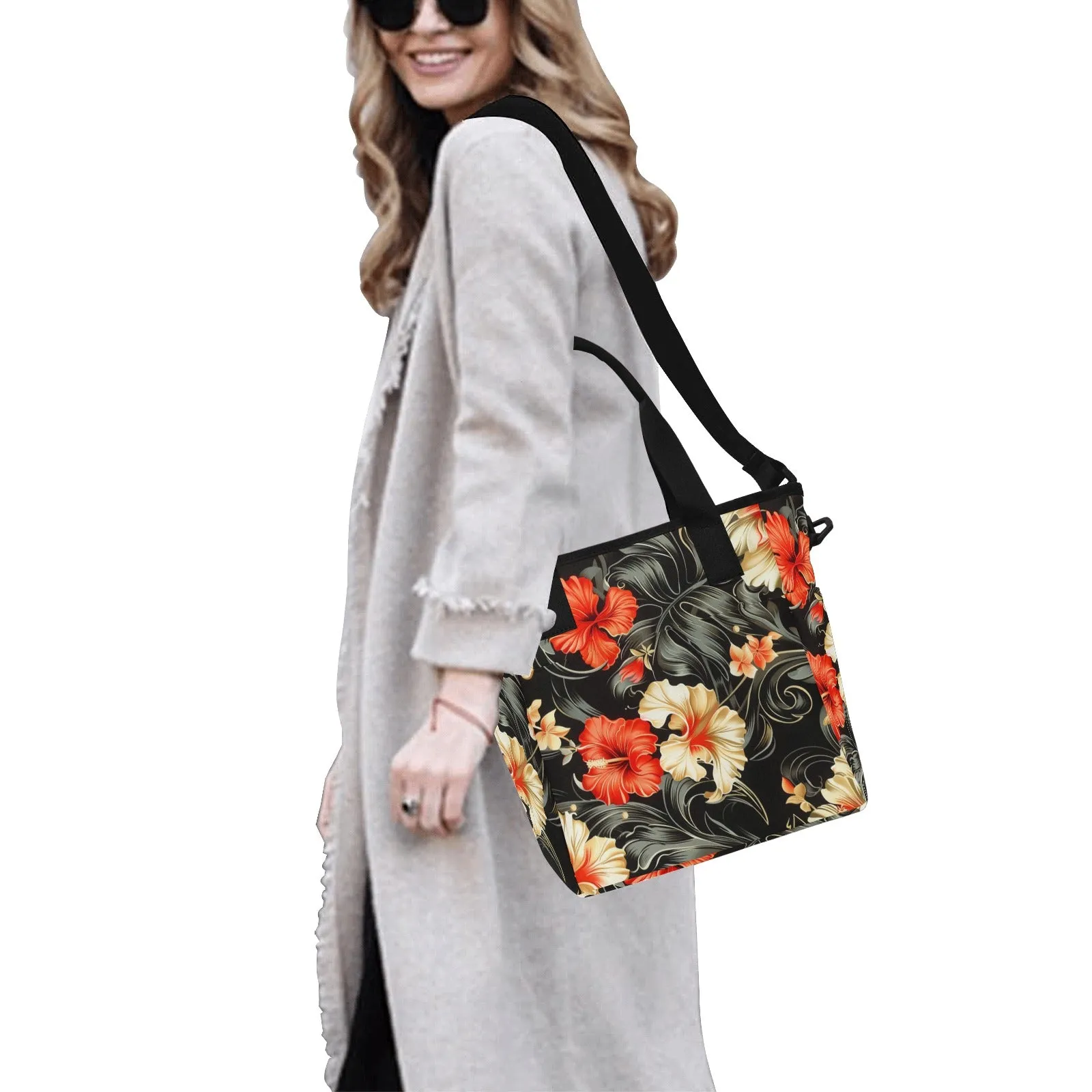 Floral Fusion Tote Bag with Shoulder Strap
